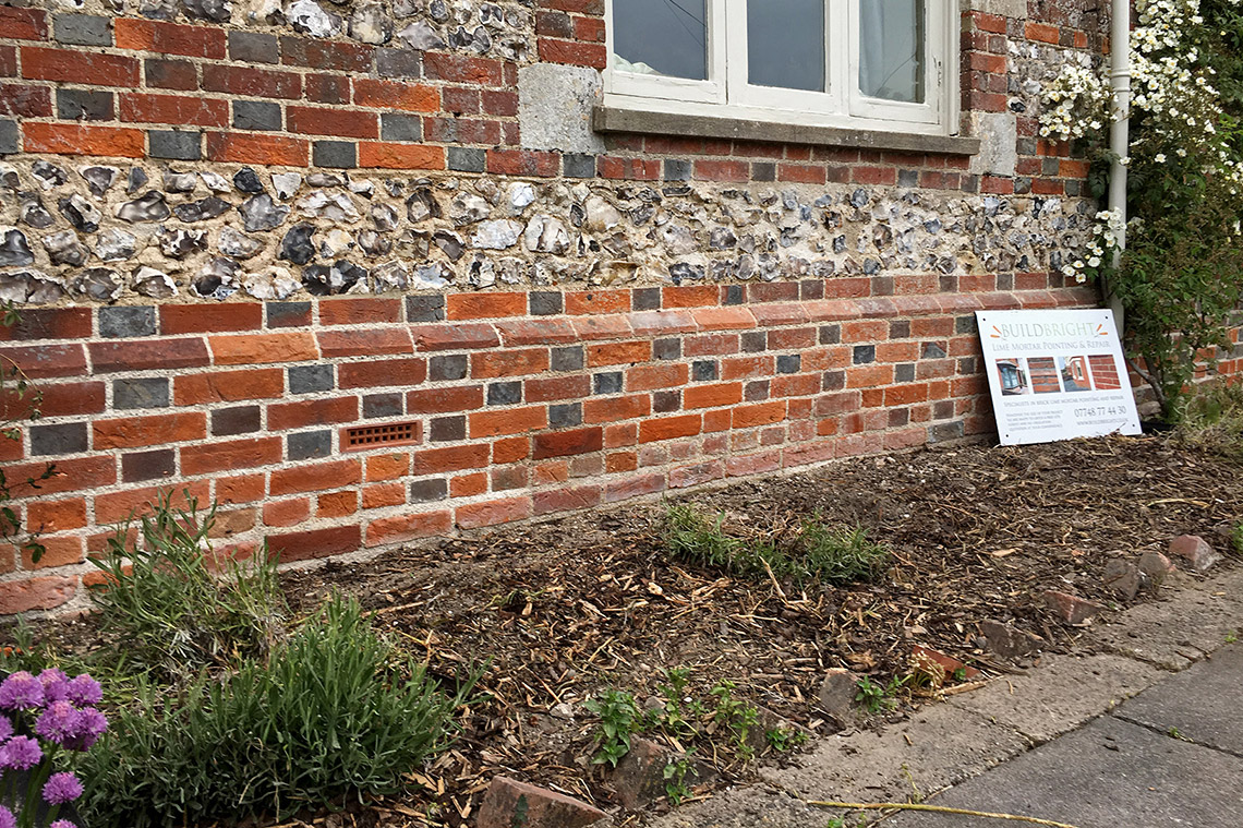 Circa 1850 lime mortar repoint and brick replacement