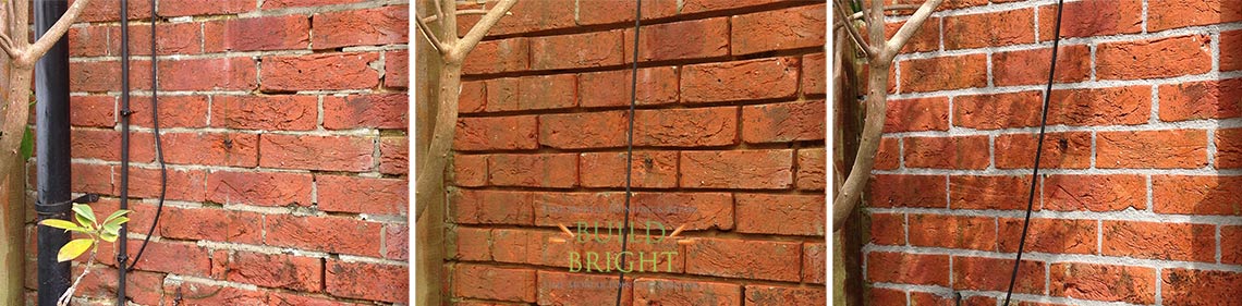 Stages of lime mortar repointing